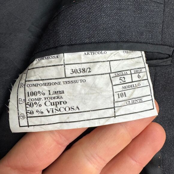 Ermenegildo Zegna Trofeo Suit Blazer Jacket Men 42R Dark Gray Double Vented Work - Picture 6 of 13